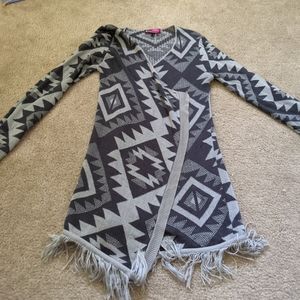 Geometric tribal patterned cardican